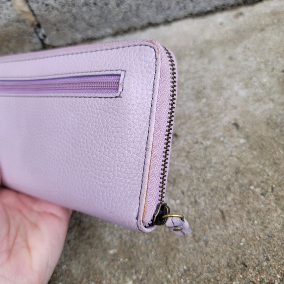 Fossil Lavender Purple Pebbled Leather Mini Zip Clutch Wallet - Picture 11 of 16